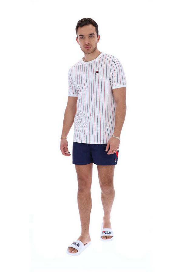 Camisetas Fila Homem Branco/Multicoloridas - Fila Mica Striped En Portugal,XLEW-73581